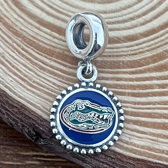 Pandora Florida Gators Dangle Charm Crocodile Travel Pendant S925 Silver Jewelry - Picture 1 of 4